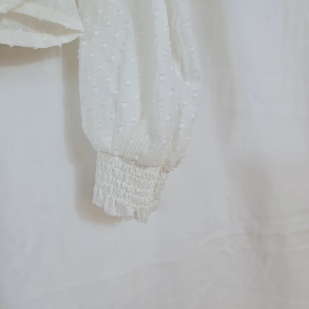 GB Girls White Cottage Ruffle Long Sleeve‎ Swiss Dot Lined Boho Blouse Large NWT
